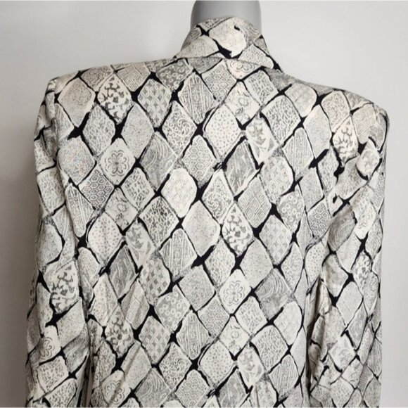 SOLD Vintage "Les Modes Jolibel" White Diamond 1 Button Blazer Plus Size 14 - Picture 7 of 13